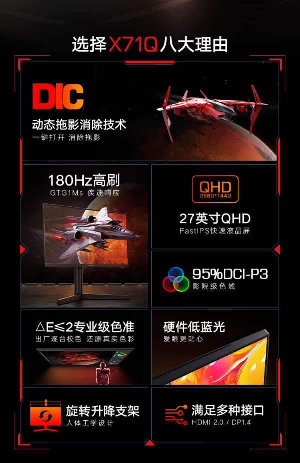 科睿 X7 显示器震撼开售，749元入手 2K FastIPS 235Hz 高刷，游戏设计双适配！